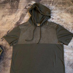 Guess Black & Gray Short Sleeve Hoodie Pullover Men's Large